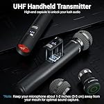 Phenyx Pro Wireless Microphone System, Dual Wireless Mics,w/ 2 Handhelds, Auto Scan,2x100 UHF Frequencies,328ft Range,Dynamic Microphone for Singing, Karaoke, Church(PTU-71-2H) - Image 5