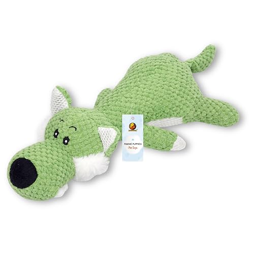 Image of Foodie Puppies Interactive Dog Squeaky Plush Toy (Green Wolf) | Crinkle Paper, Cotton-Stuffed, Chew Toy for Teething, Cuddling, Playing & Training for Puppies and Small to Medium Dogs