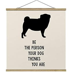 Persianas Puga Bilderwelten Imagen de Tela - Thinking Pug, 80cm x 80cm, Material:Roble