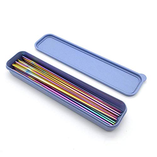 Ageqi Premium Stainless Steel Chopsticks Reusable Multicolor Lightweight 304 Stainless Steel Polished Chopsticks - Metal Chopsticks 5 Pairs Gift Set with Case (Colorful) - Thumbnail 4