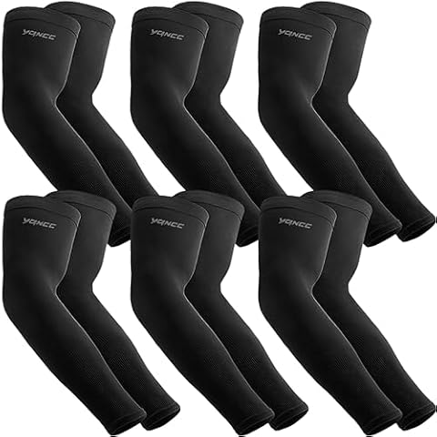 YQXCC 6 Pairs Arm Sleeves - Tattoo Cover Up - Sports UV Sun Protection Cooling Sleeve for Men & Women (6 Pairs Black) Cover