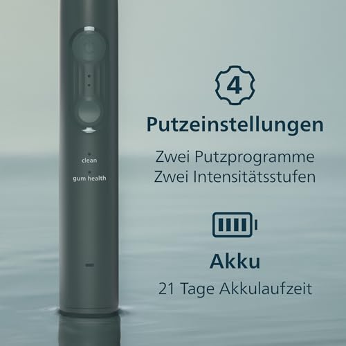 Philips Sonicare Series 4100 Elektrische Zahnbürste – Schallzahnbürste mit Drucksensor, 4 Putzeinstellungen, EasyStart, SmarTimer, 21 Tg. Laufzeit, Reiseetui, Dunkelgrün, HX4042/46, [Neu] 5