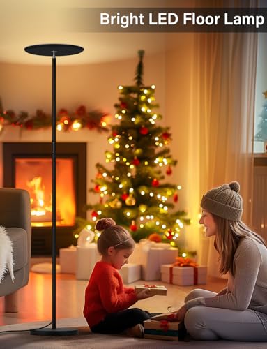 modern led floor lamp - remote amp touch control 40w2400lm sky torchiere standing lamp fully dimmable 3 color temperatures ideal for living room amp bedroom easy to assemble