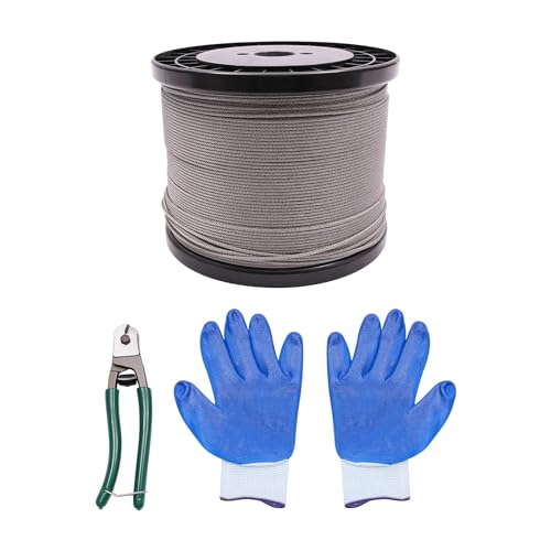 Eleeferri Braided Stainless Steel Cable 1/8inch Deck Railing Cable Kit 1500ft Length Cable Railing Hardware System for Garden Industry Ship, Black, Grey, LL1234