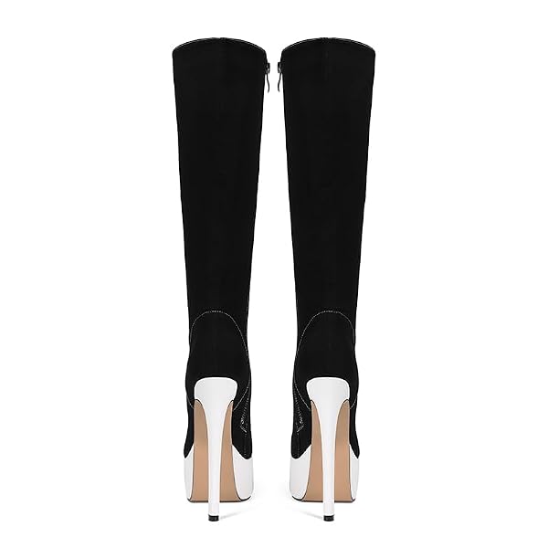 Feinlina Wome's Canvas Lace Up Knee High Platform Stiletto Heel Boots by Feinlina - Used condition - Image 7