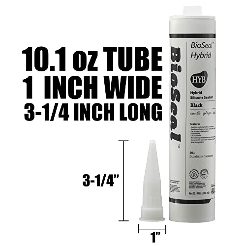 Image of Black Paintable Hybrid BioSeal Silicone Sealant Caulk Paintable Waterproof 10.1 oz Black Caulking Silicone Adhesion for RV /Auto /Metal /Glass for Leak Sealing - Pack of 1