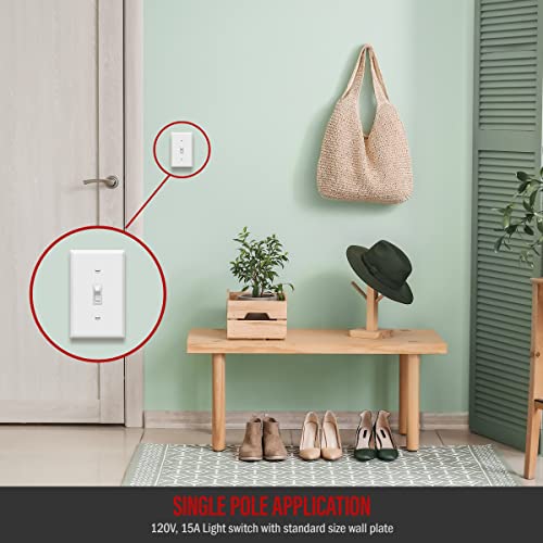 Enerlites Toggle Light Wall Plate Bundle, Single Pole Electrical Switch, 15A 120-277V, Grounding Screw, Residential Grade, Ul Listed, 88115-Wwp-10Pcs, White, 10 Pack #TOP6
