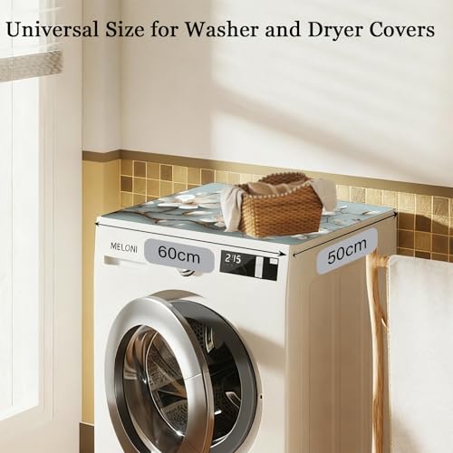 Image of Washer and Dryer Covers for the Top, Non-slip Dryer Top Protector Mat, Dust-proof Washing Machine Cover, 23.6 inch x 19.7 inch (Magnolia, 23.6 inch x 19.7 inch)
