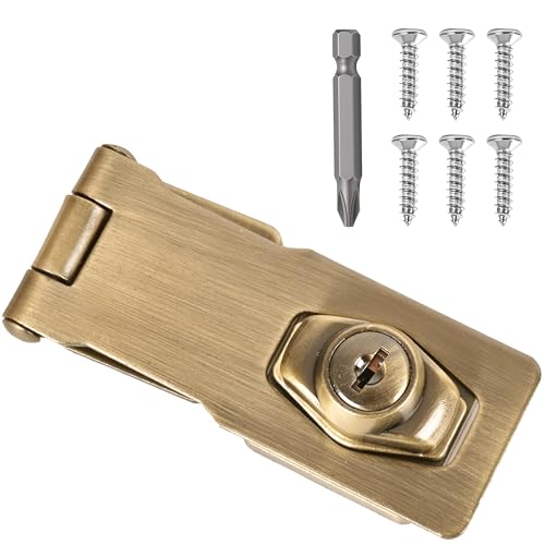 Image of 1 Pcs keyed Hasp Lock,3 inch keyed hasp Locks Twist knob keyed Locking hasp for Cabinet Small Door,Hasp Lock with Keys,Metal Safety Hasp Latches (1 Pcs Bronze, 3 inch)