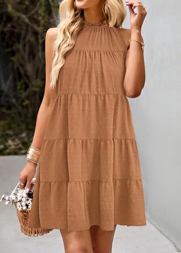 Image of KIRUNDO Summer Sundresses for Women Halter Dress Babydoll