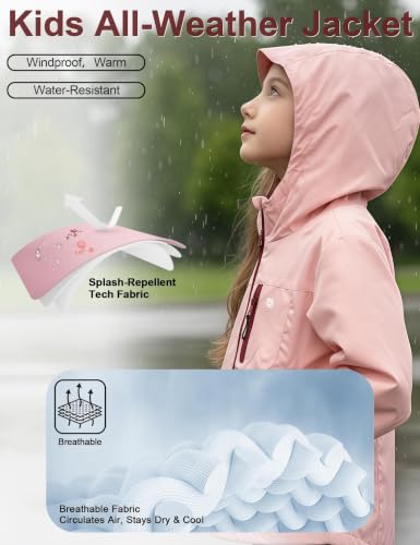 Image of Venzina Kids' Adventure-Ready Windproof Jacket Thermal-Insulated & Water-ResistantFixed Hood for Hiking, Camping, School