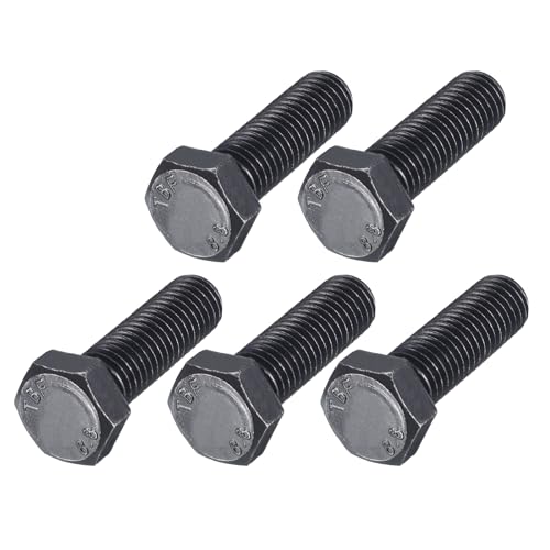 Image of METALLIXITY Hex Bolts (M12-1.75x40mm) 5Pcs, 8.8 Grade Carbon Steel Fully Threaded Black Oxide, Coarse Thread UNC Hex Head Screw Bolt - for Furniture Repair