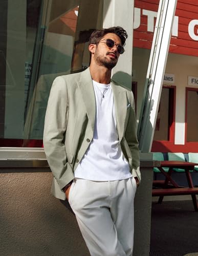 PJ PAUL JONES Blazer for Men Casual Cotton-Linen Sport Coat Lightweight 2 Button Lined Blazer Jacket4