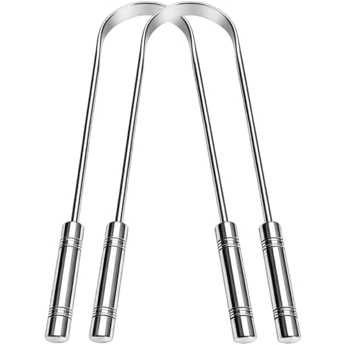 Image of Tongue Cleaner for Adults [2 Pcs] | Stainless Steel | Rust Free Tongue Scraper | Removes bad breath | Ideal for oral hygiene | Carefully designed | U-shaped (2)