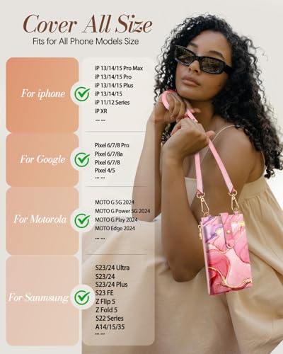 Image of Miss Adola Phone Purse Crossbody Bags for Women - Leather Small Cell Phone Wallet RFID Blocking with Card Slots & Adjustable Strap Cute Designer Aesthetic Cross Body Bags, PK Watercolor