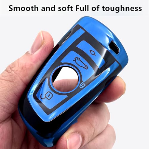 Image of Creativity For BMW X5 Key Fob Cover accessories (Blue Key Case) | Advanced soft TPU key box is compatible with X1 X3 X4 X5 X6 1 2 4 5 6 7 M3 M5 M6 GT3 GT5 G30 F10 F15 F16 F20 key
