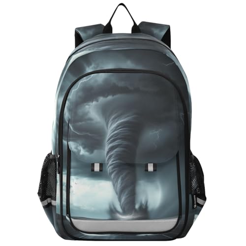Backpack for School Girls Boys, College Rucksack Travel Daypack Teenager Bookbag Kids Backpack Black Tornado Lightning Road