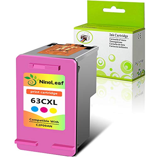 NineLeaf 1 Pack Remanufactured Color Ink Cartridges Compatible for HP 63 XL Envy 4520 4512 4516 Officejet 3830 3833 4655 Deskjet 1112 2130 3630 3633 3634