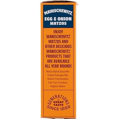 Manischewitz Egg & Onion Matzo 10oz (2 Pack) Crisp & Delicious Flavored Matzo, Not Kosher for Passover