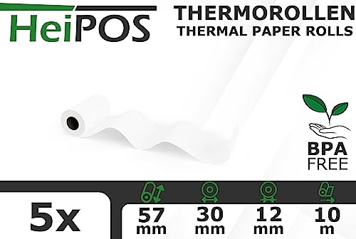 Thermopapier Heigroup HeiPOS – 5 Kassenrollen 57 mm x 10 m
