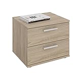 CARO-Möbel Nachttisch Maxima Nachtschrank Nachtkommode Konsole mit 2 Schubladen in Sonoma Eiche