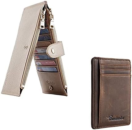 Travelambo Womens Multi Card Case Wallet & Front Pocket Minimalist Leather Slim Wallet