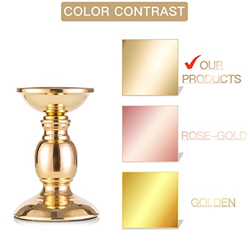 2 Pcs Gold Pillar Candle Holders, Gold Candlestick Most Ideal For 3" Pillar Candles, Gifts For Wedding, Party, Home, Spa, Reiki, Votive Candle (2 X S) #TOP2