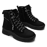 GLAMORA botines mujer invierno con forro cálido, suela antideslizante y acabado repelente al agua; botines térmicos cómodos para ciudad, trabajo, lluvia ligera y paseos en montaña