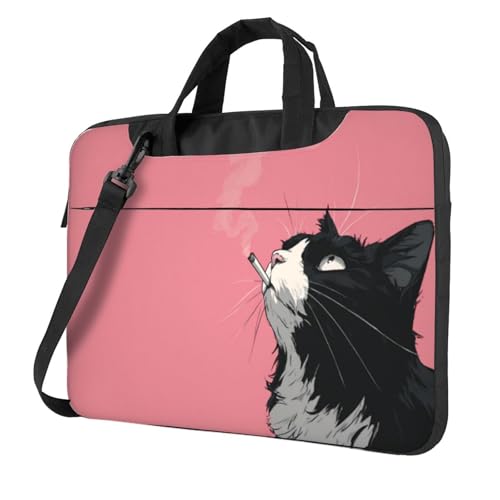 Sac d'ordinateur portable chat noir et blanc housse 15,6 pouces homme femme
