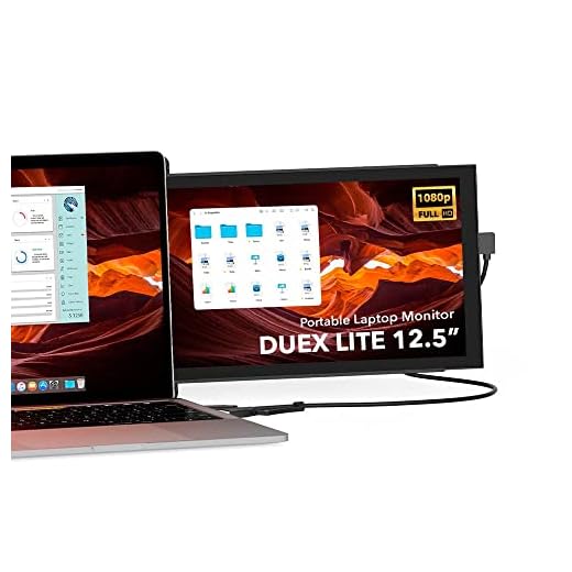 Duex Mobile Pixels Lite Écran 12,5" pour Ordinateur Portable Portable (2022), Extension de Moniteur HDMI FHD 1080p, USB-C Plug and Play, Compatible Windows/Mac/Linux/Switch/Android (Deep Grey)