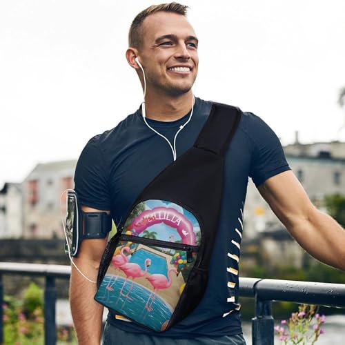 Sling Bag para mujer y hombre con diseño de flamenco y piscina miniatura 6