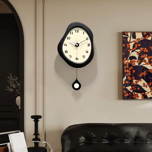 HEBOIX Silent Cute Wall Clock Battery Operated Non-Ticking 13.7*25.1 inches Wooden Analog Wall Clocks for Classroom，Unique Rustic Wall Clocks for Living Room & Kitchen Decor
