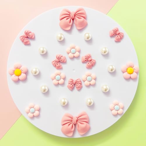 Arrebolli Resin Pink Bow Shoe Charms for Girls, 24Pcs Cute Flower Charms for Sandals, Pearl Accessories for Women, DIY Shoe Decoration Charms for Party Favor by Arrebolli - Used condition - Image 2