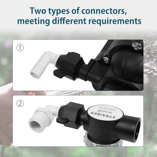 Image of WASSERMANN RV Plumbing Parts, 1 /2 inchNPSF-1 /2 inchBarb and 1 /2 inchNPSF-1 /2 inchNPSM Elbow Swivel Adapter, RV Water Pump Fittings for Water Pump Strainer & RV Water Pumps, Nylon, 2 Pack