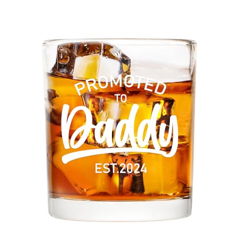 Image of Modwnfy New Dad Gifts for Men, Promoted to Daddy Est 2024 Whiskey Glass, Gifts for New Dad New Daddy Dad to be First Time Dad Expecting Dad, New Dad Gifts for Fathers Day Christmas Birthday 10oz