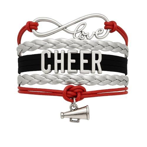 Infinity Collection - Cheer Charm Bracelet - Infinity Love Adjustable Jewelry in Team Colors, Cheer Jewelry and Accessories, Gift for Cheerleaders and Teams