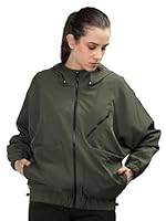 CHKOKKO Women Winter Sports Zipper Stylish Jacket Olive L
