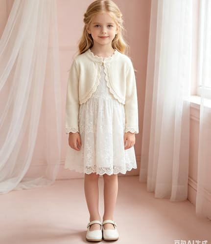 Image of 2Pcs Girls' Knit Toddler Cardigan Cotton Soft Button Closure Bolero Shrug Shawl Shirt Sweater