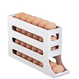 VIHAN Egg holder tray for Refrigerator, Holds 30 Eggs with compact, space-saving 4 Tier 2024 design, Auto-Rolling Design (White)