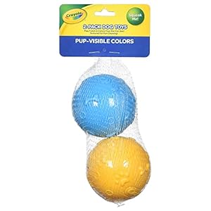 Crayola for Pets 2pk Balls in Pup-Visible Colors Dogs See Best, Embossed Texture for Easy Grip Fetch and Chew, TPR, Rubber Chew Toys for Dogs, Yellow + Blue Tennis Ball Style Dog Toys