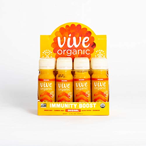 Immunity Boost (Original) - Functional Juice Shot by Vive Organic | The Ultimate Proactive Defense Combo | USDA Organic, Vegan, Cold Pressed, Ginger Root, Turmeric Root, Echinacea, Black Pepper