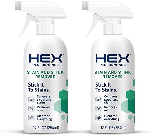 HEX Performance Stain & Stink Remover, Fragrance Free, 12oz (Pack of 2) - Designed for Activewear, Eco-friendly