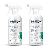 HEX Performance Stain & Stink Remover, Fragrance Free, 12oz (Pack of 2) - Designed for Activewear, E