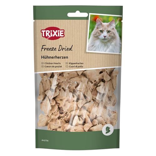 TRIXIE Katzensnack Premio Freeze Dried Hühnerherzen - leckere Katzenleckerlis mit Huhn - aus natürlichen Zutaten, 25g - 42756