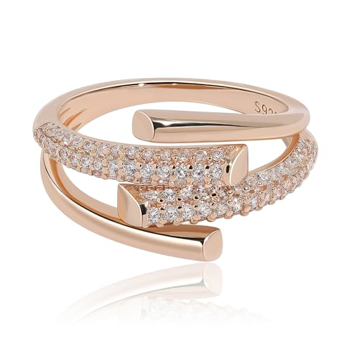 Anneau de pouce pour femmes argent sterling 925 bague ouverte or rose