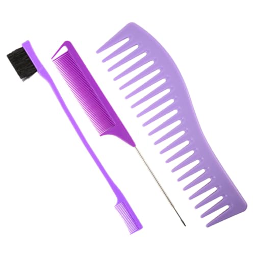 Beavorty 2 セット 6個 クシ もつれをほぐすブラシ シャンプー デタングラーヘアブラシ カーラー 折りたたみヘアブラシ スタイリング用のヘアピン くし 紫の,purple プラスチック