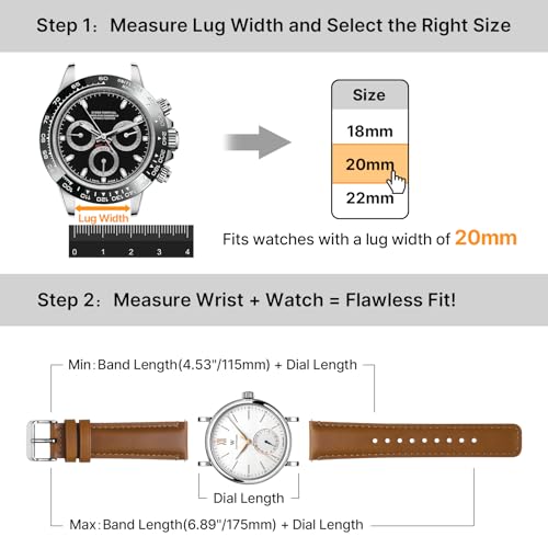 Image of Fullmosa 2 Pack 20mm Leather Watch Bands Quick Release Watch Strap for Men Women, Soft Replacement Strap Wristband with Stainless Steel Buckle,20mm Toffee Brown&Silver /Black&Black | 2 Pack Straps for Vivoactive 6 /5, Venu Sq /Sq 2, Samsung Galaxy 7 /6 /5, Gear S2 Classic, Toffee Brown+Silver /Black+Black