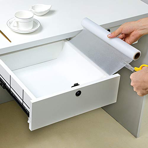 Shelf Liner Silicone Shelf Liners For Kitchen Cabinets Non-Adhesive Non-Slip Waterproof Cabinet Liner Drawer Liner Refrigerator Liners Durable & Reusable (12 Inch X 10 Ft, Translucent-White) #TOP3