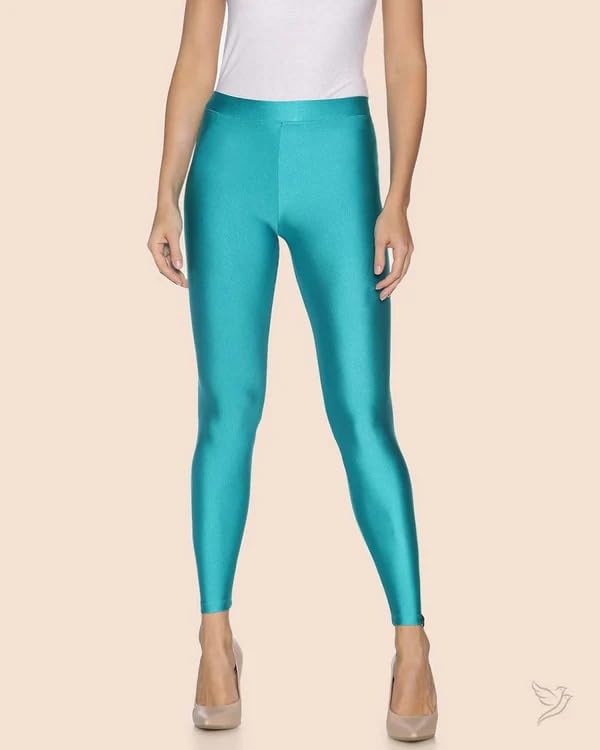 Image of Women's Nylon Shimmer Leggings | Ankle Length | Slim Fit | Stretchable Spandex Leggings | Shiny Finish | Casual Wear & Special Occasion