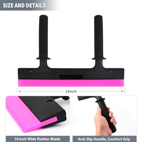 Image of EHDIS Dual-Handle 14-Inch Squeegee - Water Removal for PPF Vinyl & Printing | Wide Rubber Blade Large Area Water Removal Tool Ink Spreading for Printing Car Wrap Vinyl and Window Tint Installing